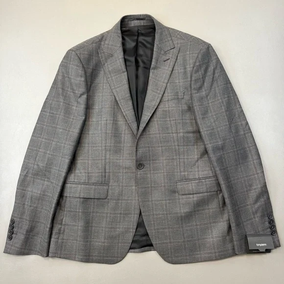 Tonyzenn 3-Piece Super 140’s Wool Slim Suit 40R 35x36 Unhemmed Gray NWT